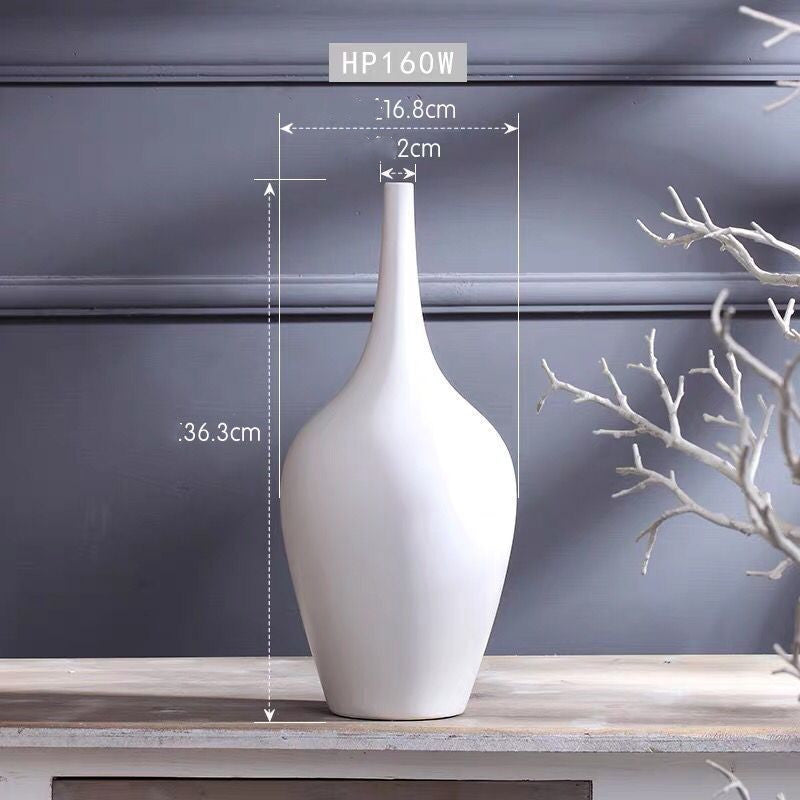 Home Desktop Flower Arrangement Decor Ceramic White Tall Vase