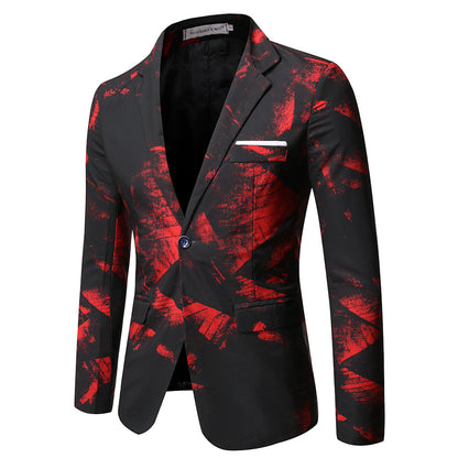 Korean-style Slim-fit Printed Suit Jacket Business Professional Formal Wear