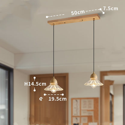 Solid Wood Glass Three Head Restaurant Nordic Modern Minimalist Chandelier