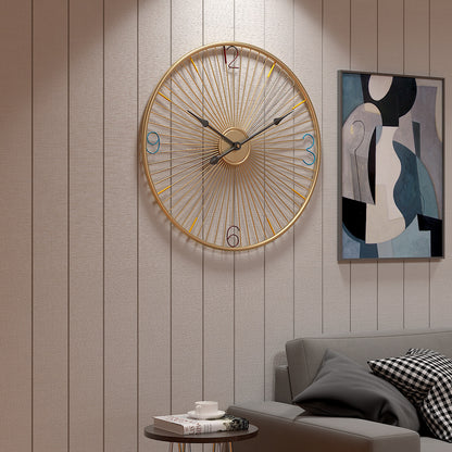 Wall Clock Living Room Silent Clock Round Iron Art