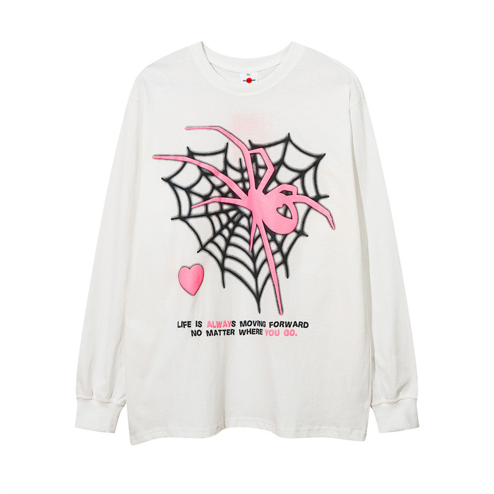 High Street Design Sense Spider Web Heart Shape Printed Long Sleeve