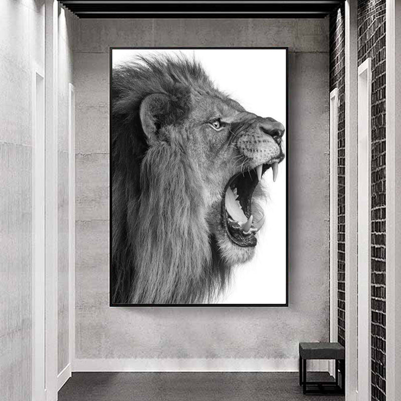 Decoración del hogar de pintura de lienzo de animales simples en blanco y negro