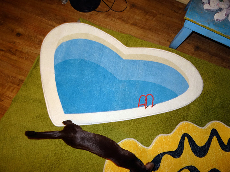 Heart Shaped Mini Pool Art Romantic Rug