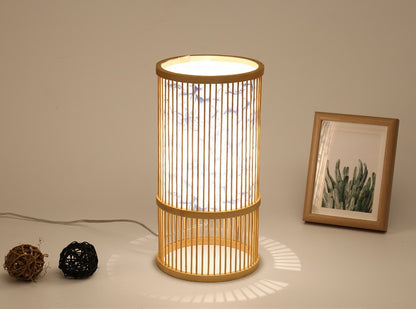 Tea Room Bamboo Woven Table Lamp Study Night Light Adjustable Light Warm Zen Bedside Lamp