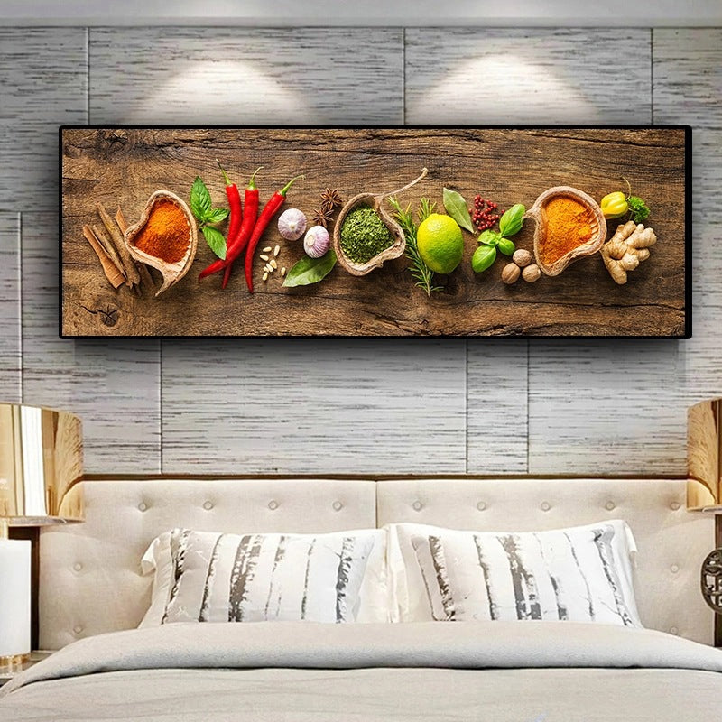 Mural de sala de estar de cocina con pintura de pared gourmet de especias