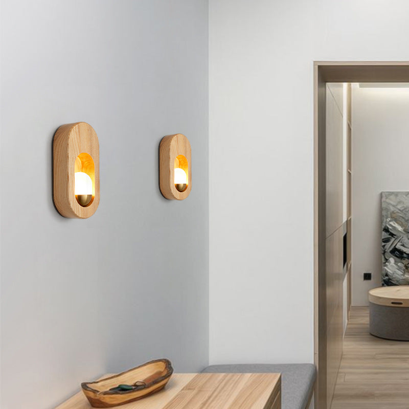 Lámpara de pared LED moderna y sencilla de madera maciza