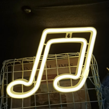 Luces de neón decorativas con notas musicales LED