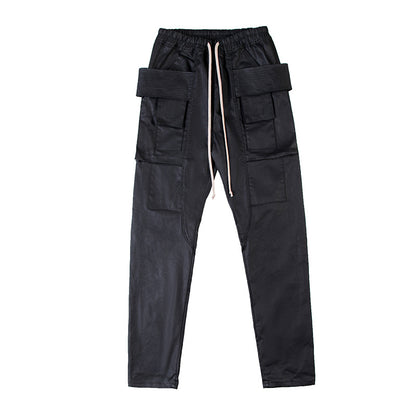 High Street Dark Brush Wax Coated Double Loop Work Pants